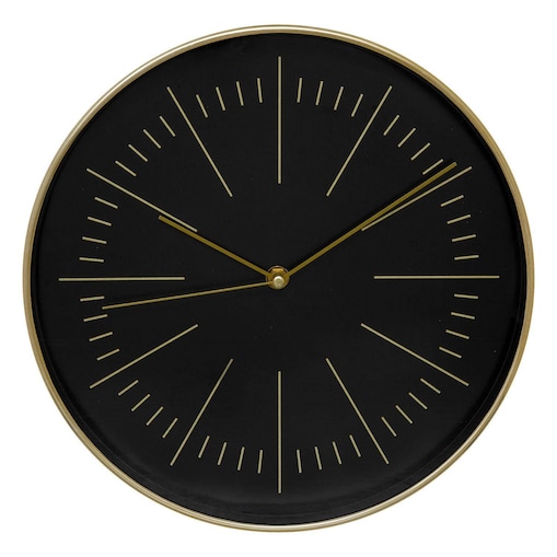 Zegar do salonu nowoczesny Edith, ścienny, czarny, Ø 30 cm