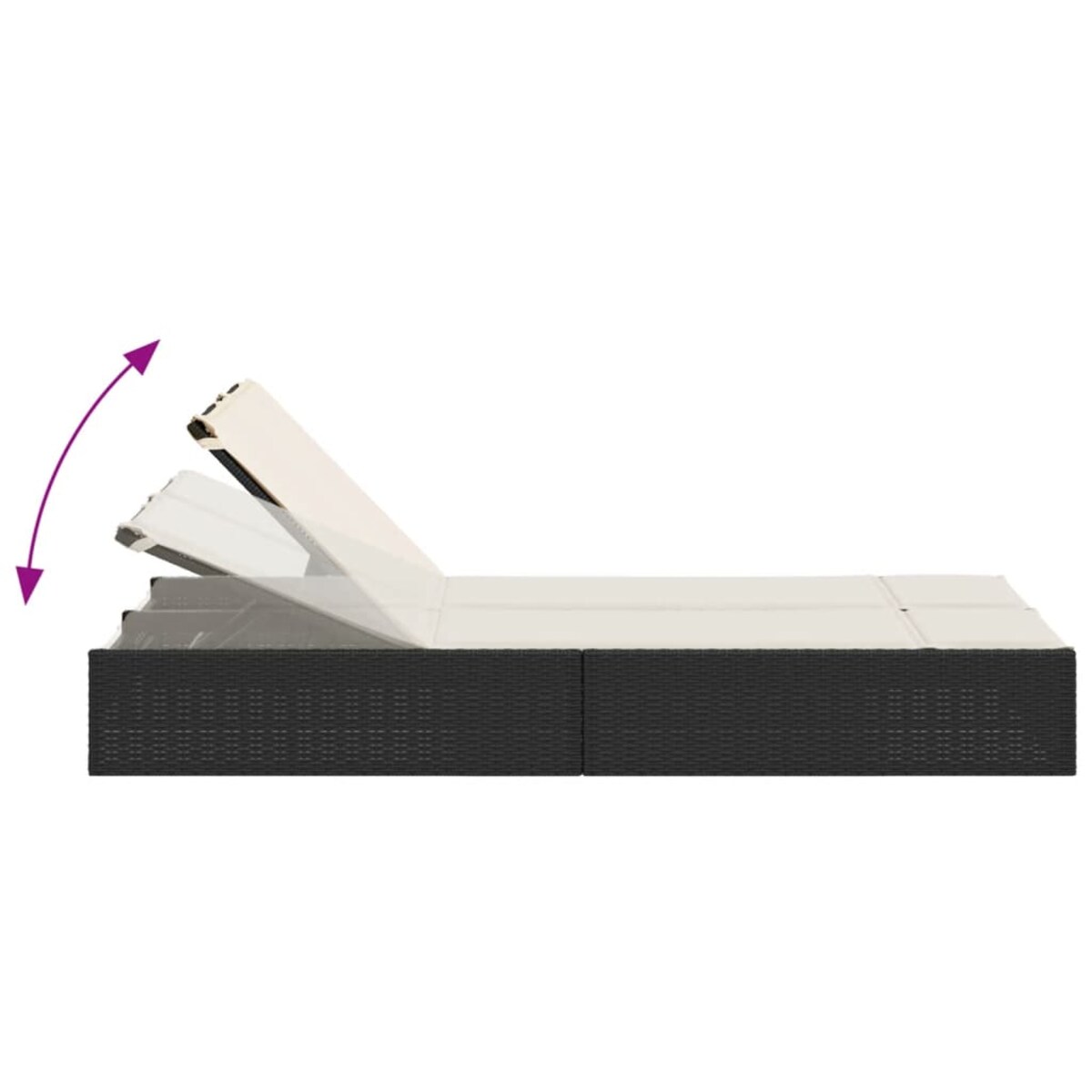 vidaXL Podwójna leżanka z poduszkami, czarna, polirattan