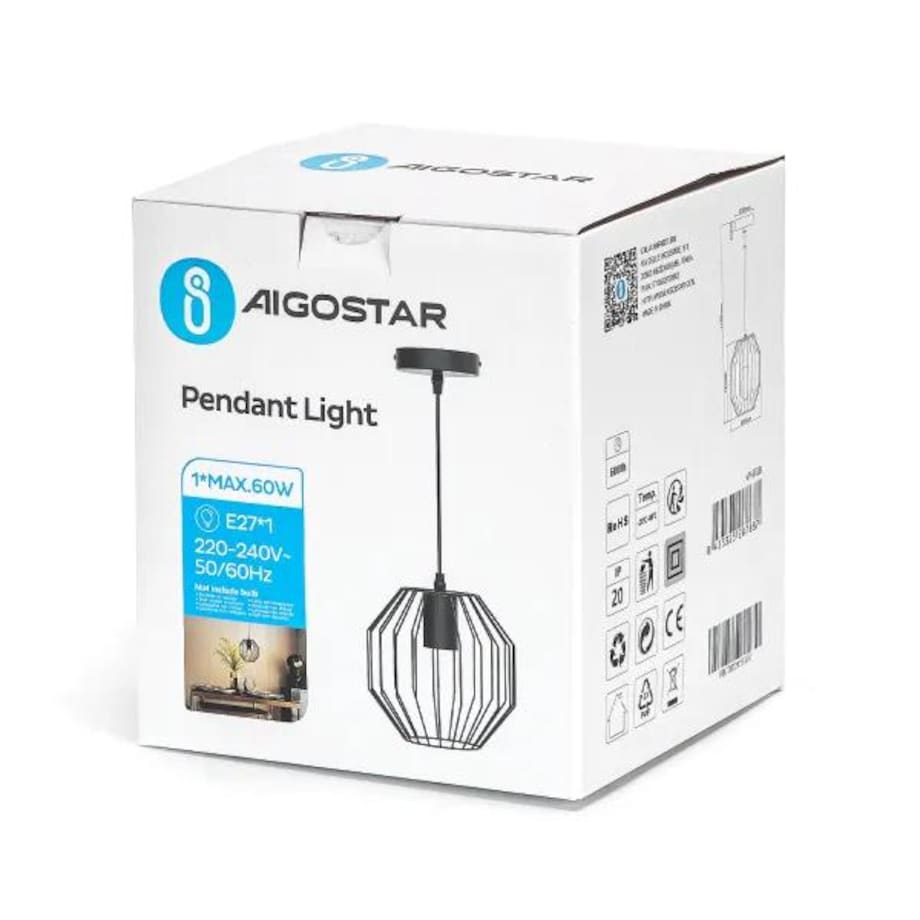 metalowa lampa wisząca loftowa e27 czarna