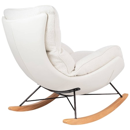 Sypialniany fotel Otilia Teddy do karmienia biały brązowy, King Home