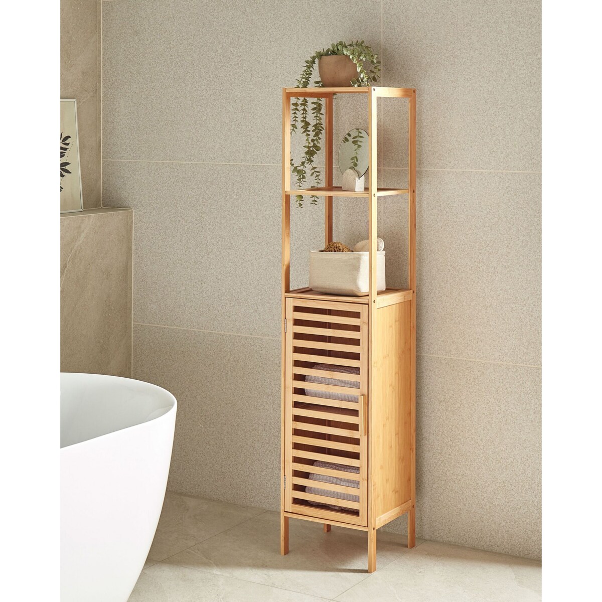 Bambusowy regał łazienkowy jasne drewno OWASSO