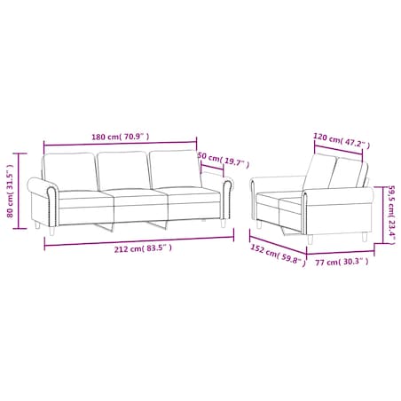 vidaXL 2-częściowy komplet wypoczynkowy, obity tkaniną, ciemnoszary