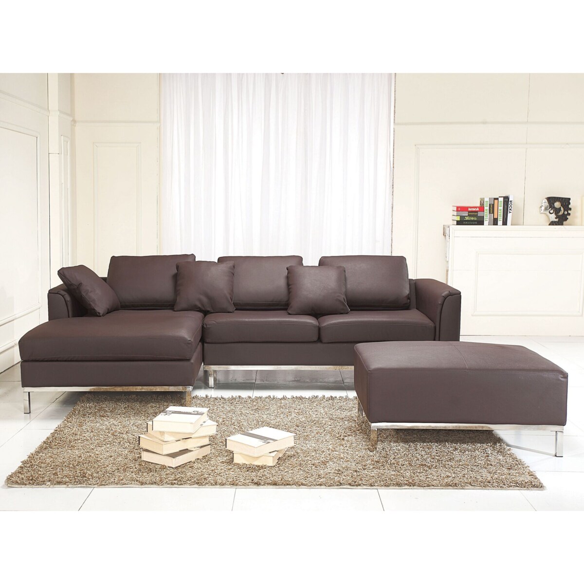 Narożnik skórzany prawostronny brązowy OSLO