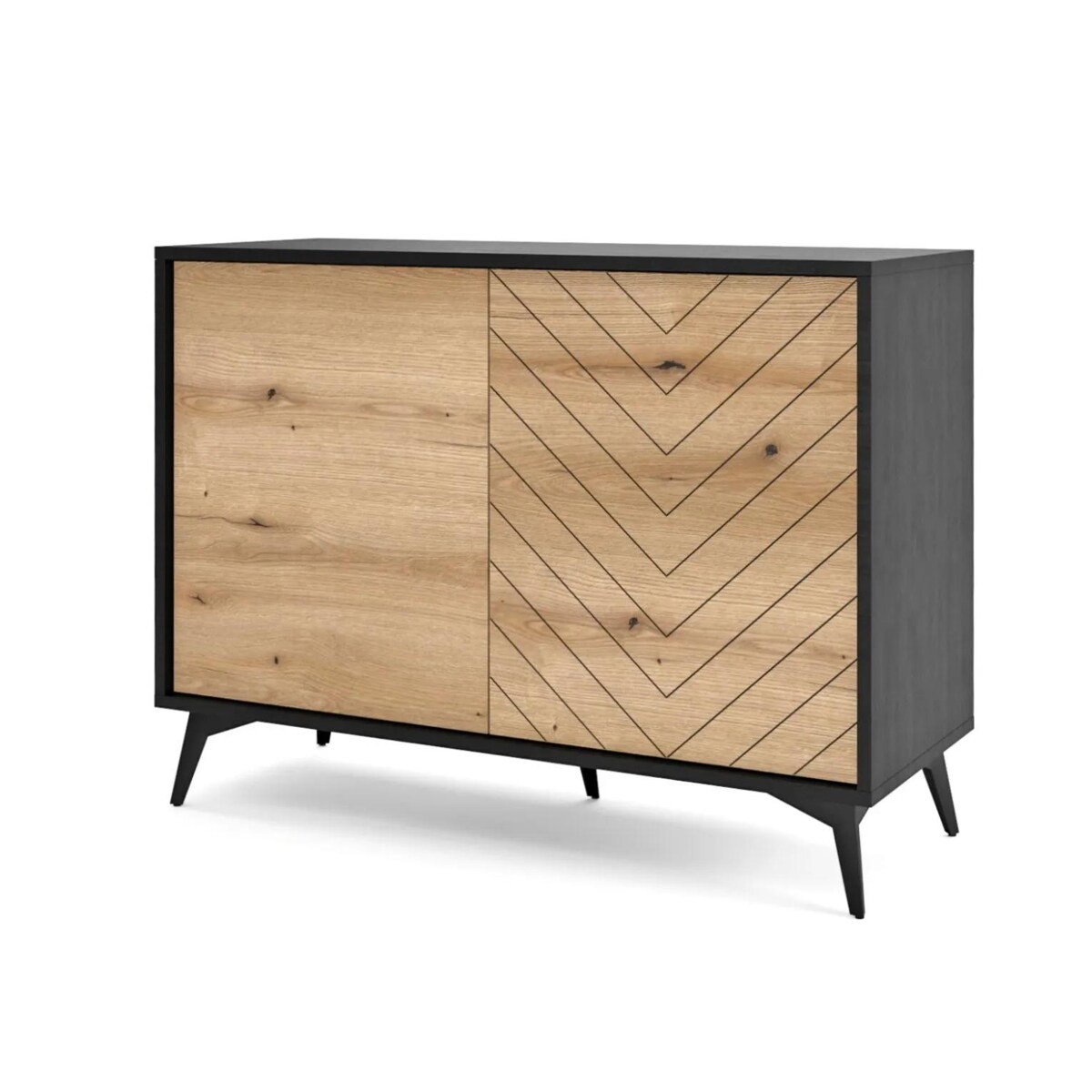 Komoda GALAXY 2D 104 cm czarna/dąb evoke