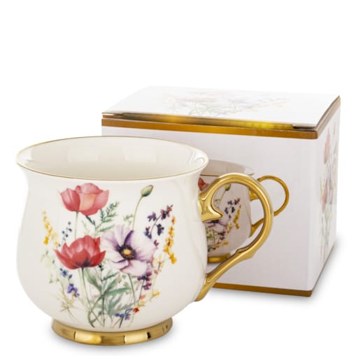 Kubek porcelanowy baryłka 430 ml z pudełkiem 9x13,5x10 cm BALERO-5 dwa czerwone maki