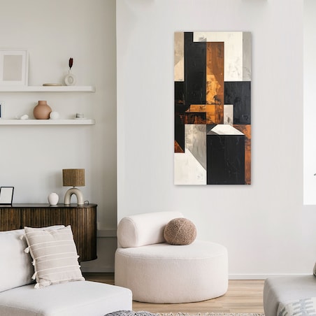 Obraz do salonu sypialni biura loftu, Geometryczne formy abstrakcja brązowy czarny