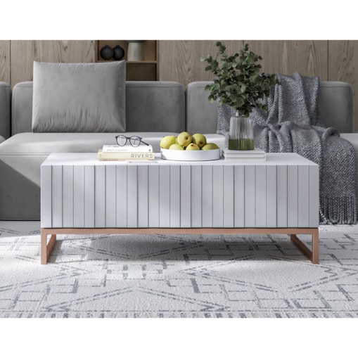 Nowoczesny Stolik kawowy Glamour prostokątny elegancka ława biały Mat 110 cm