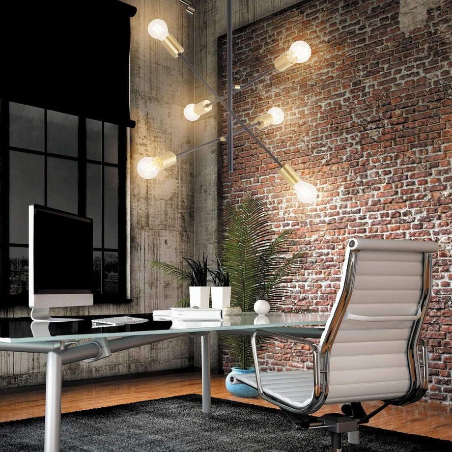 Industrialna LAMPA sufitowa LANNY 2104 Rabalux metalowa OPRAWA pręty molekuły sticks czarne złote