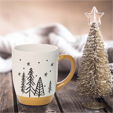 Kubek Świąteczny Ceramiczny Na Prezent 330 Ml Boże Narodzenie Drzewka 4 Choinki
