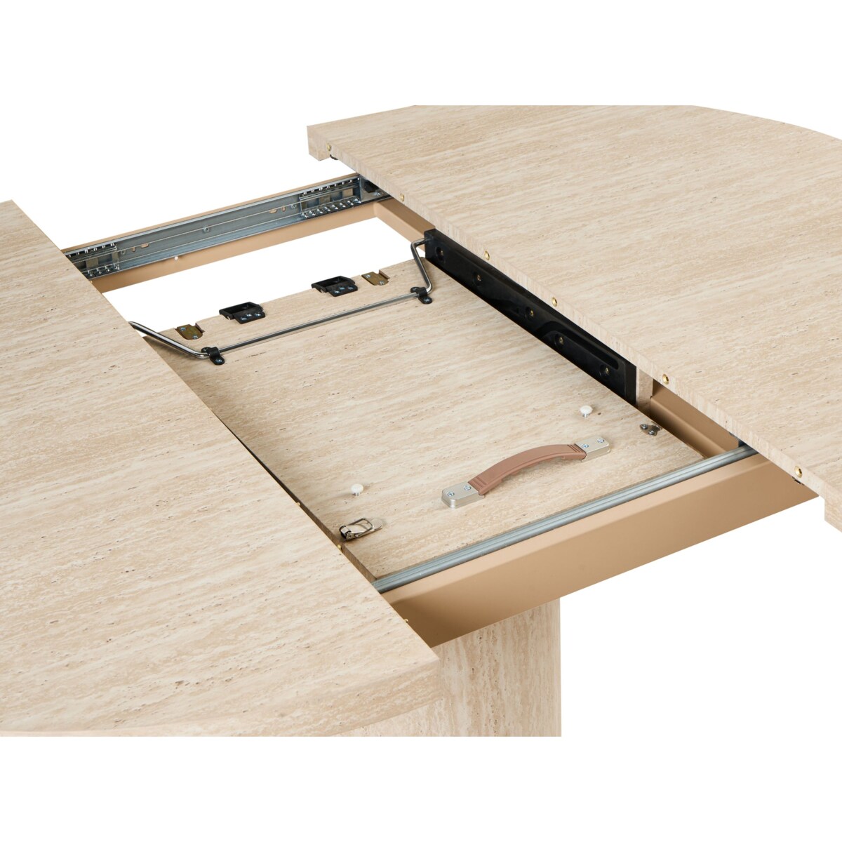 Stół do jadalni rozkładany MORAINE Efekt trawertynu 120 cm 120/160 cm