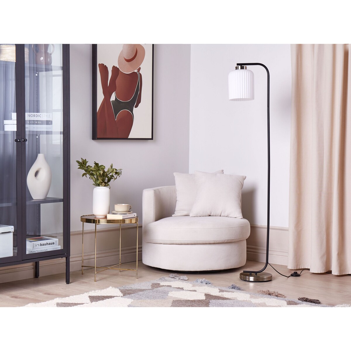 Lampa podłogowa metalowa mosiężna CAUDELO