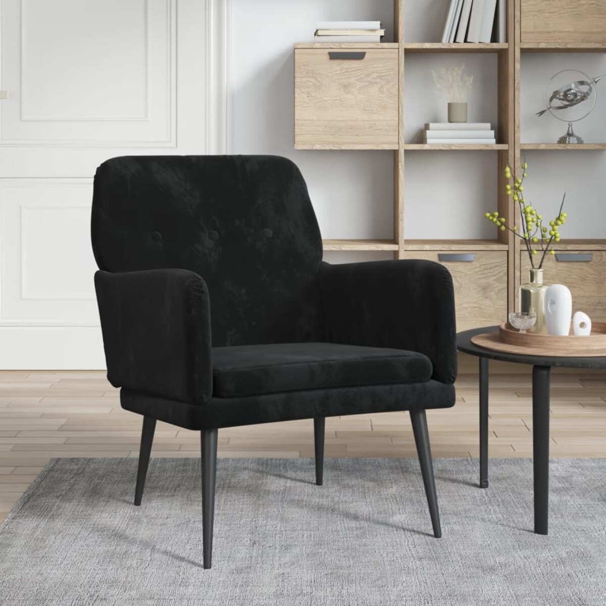 vidaXL Fotel, czarny, 62x79x79 cm, obity aksamitem