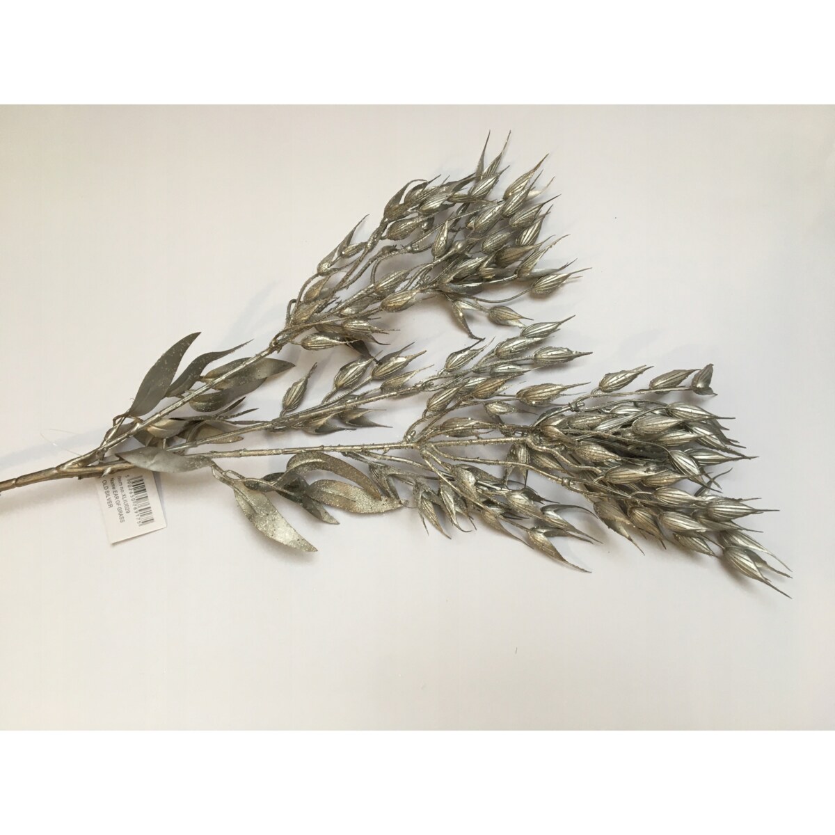 TRAWA sztuczna DUŻA GAŁĄZKA dekoracyjna do stroik świąteczny srebrna 75cm