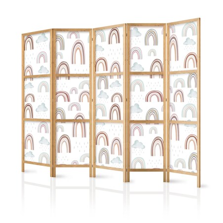 Parawan japoński Dla dzieci 225x172 cm 5-częściowy biały