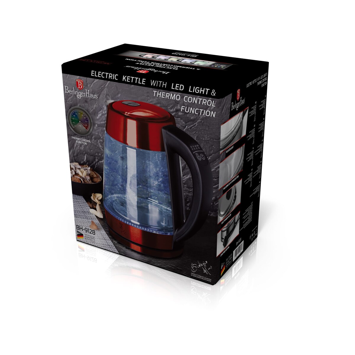 Czajnik elektryczny LED czerwony Berlinger Haus BH-9128 Burgundy