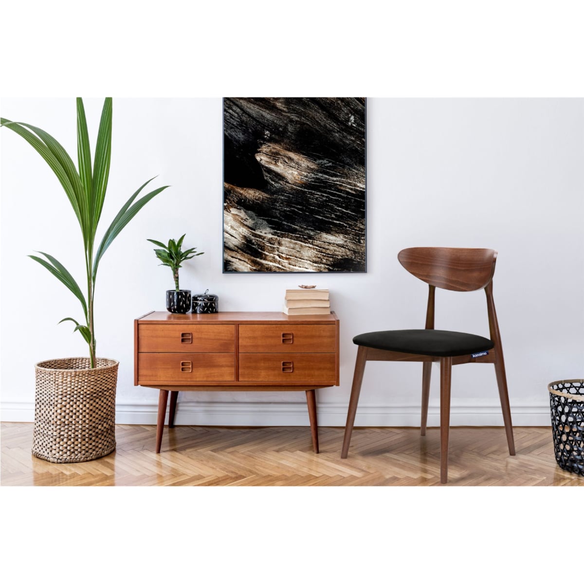 KONSIMO RABI drewniane krzesła 2 sztuki orzech czarny welur