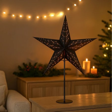 Lampka świąteczna papierowa gwiazdka LED 45x36 cm STELLA czarna