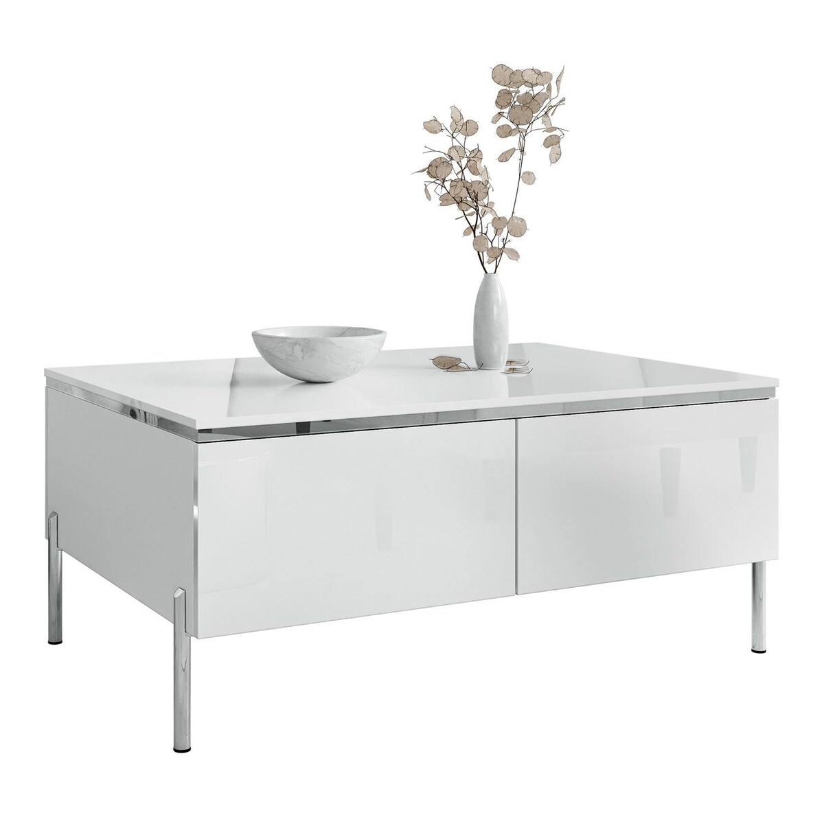 Ława AURORA SILVER ze schowkiem nogi proste chromowane