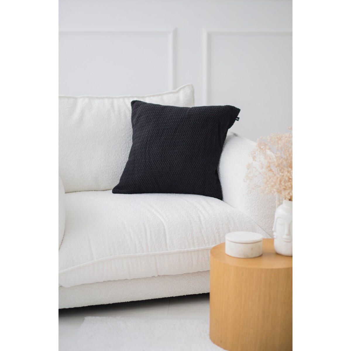 Poszewka rustykalna kwadratowa grafitowa, 50 x 50 cm, La Manta