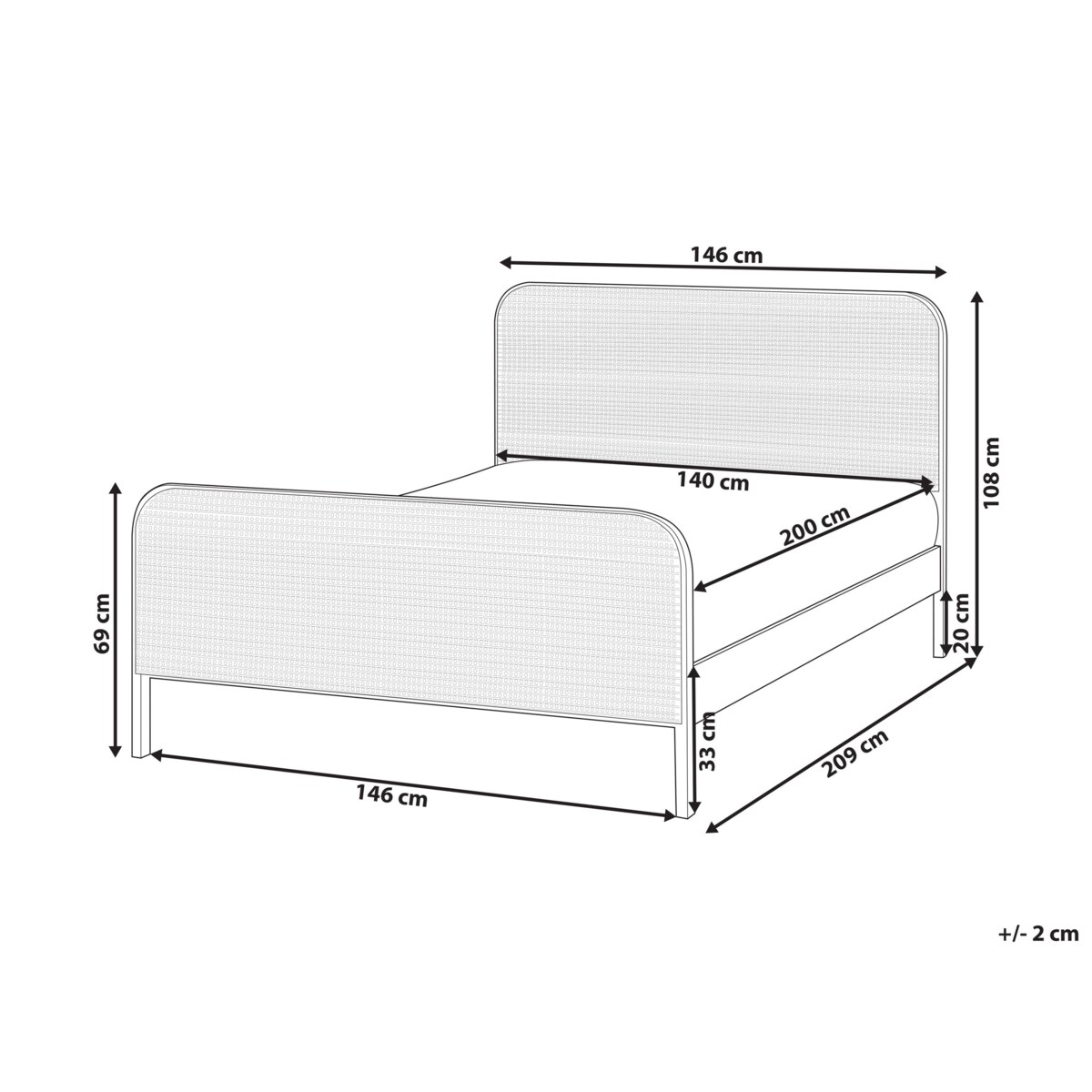 Łóżko Drewno sosnowe GONFARON 140 x 200 cm Jasnobrązowy