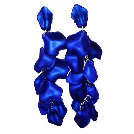 Kolczyki niebieskie płatki girlandy kobaltowe długie wiszące