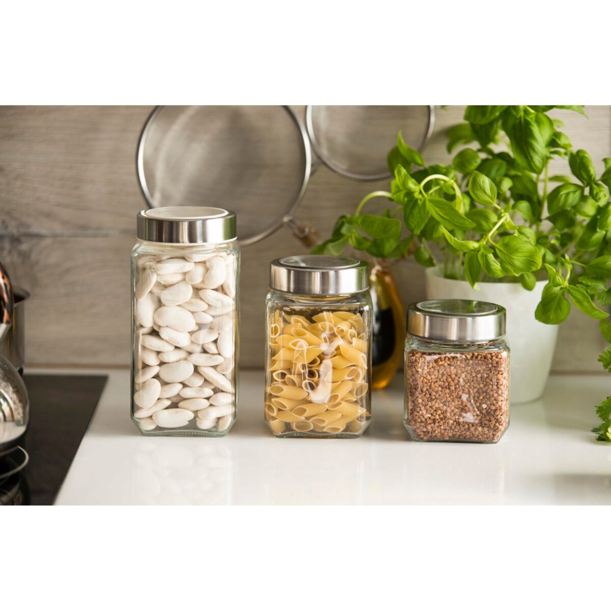 SŁOIK Pojemnik kuchenny SZKLANY Rubi 12 x 1 L do szuflad szafki na jedzenie