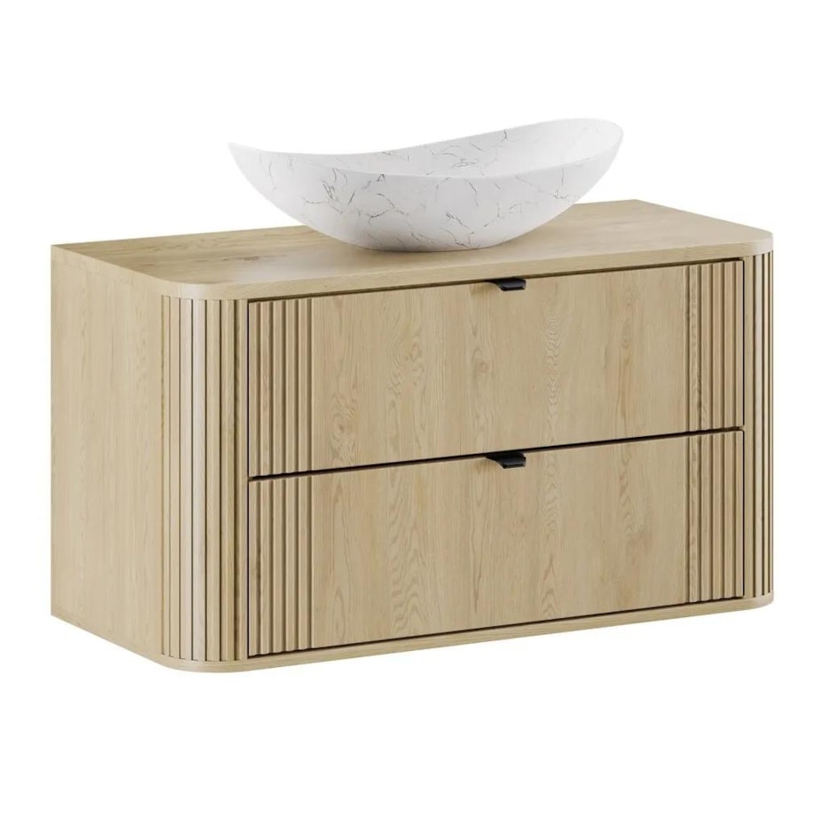 Szafka pod umywalkę OVALIA CREMONA 2S 100cm dąb cremona z umywalką nablatową LENA
