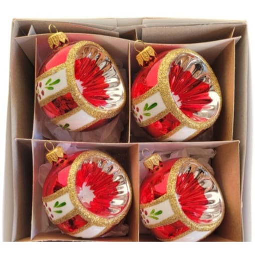 Bombka szklana 4 szt. Ø 10 cm RIFLETTORE czerwona