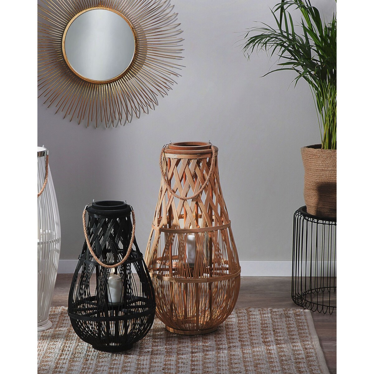 Lampion drewniany 77 cm naturalny TONGA