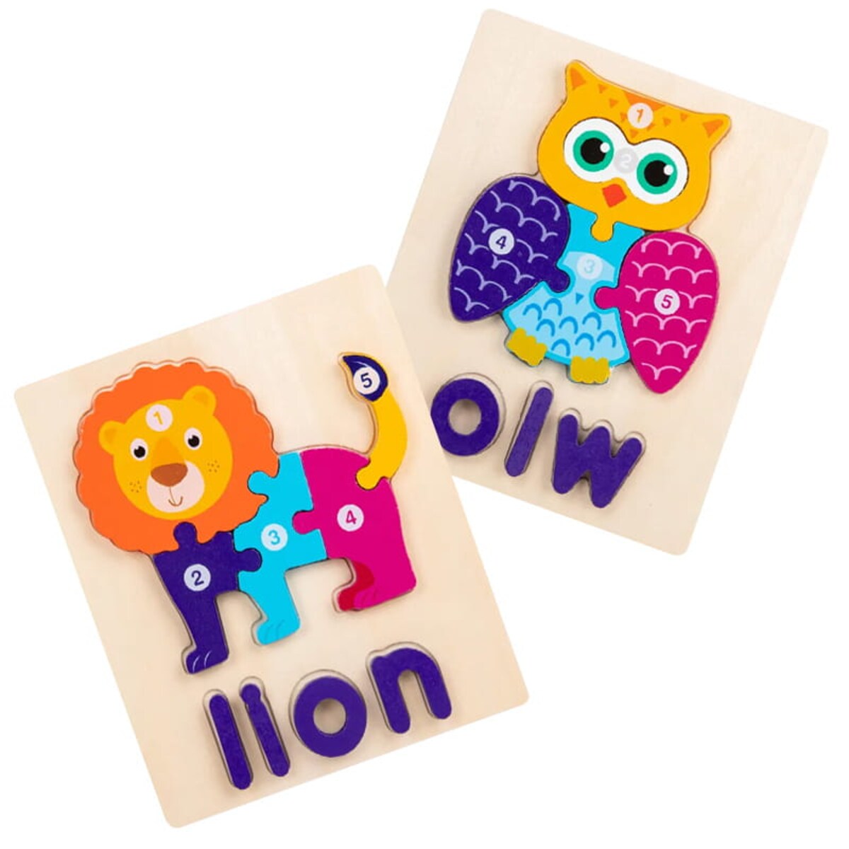 Puzzle drewniane - Lew i Sowa - Lion & Owl