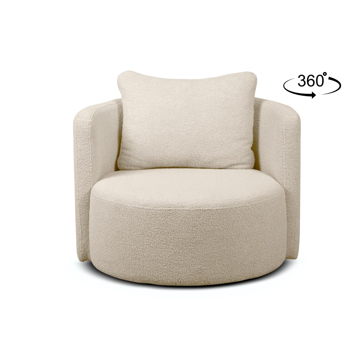 KONSIMO RAGGI Fotel i puf obrotowy baranek jasnobeżowy baranek