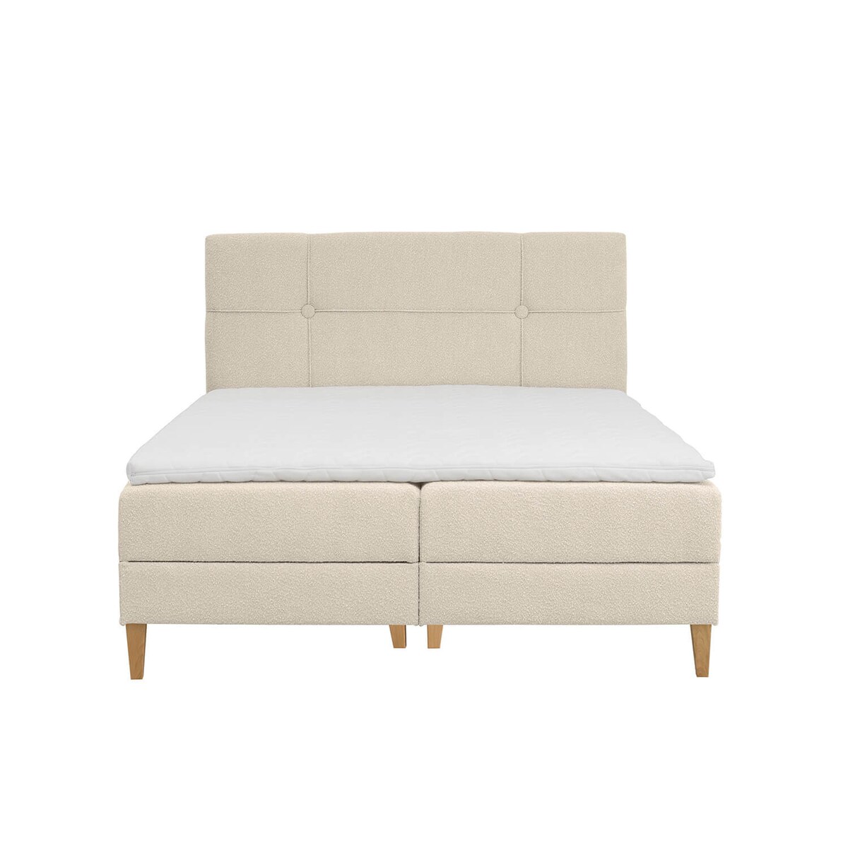 Łóżko kontynentalne EVERTON 180x200 z pojemnikiem, Jasny Beż, tkanina Baloo 2074