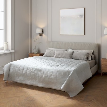 Narzuta pikowana w pasy 130x210 szaro-srebrne romby