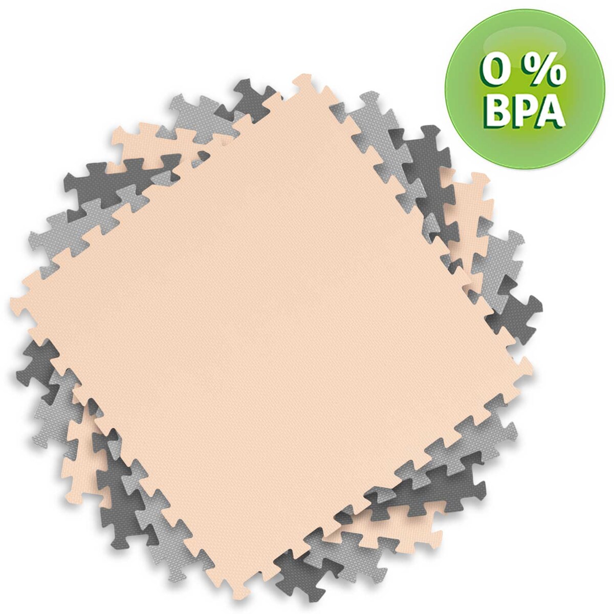Duża mata piankowa puzzle piankowe 180x180cm 9szt Ricokids szaro-brzoskwiniowa
