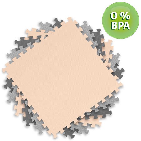 Duża mata piankowa puzzle piankowe 180x180cm 9szt Ricokids szaro-brzoskwiniowa