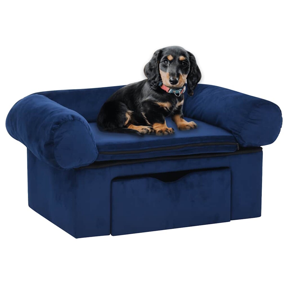 vidaXL Sofa dla psa, z szufladą, niebieska, 75x50x38 cm, pluszowa