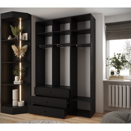 Garderoba wysoka do przedpokoju INOVA 4 Z17 czarny+złoty