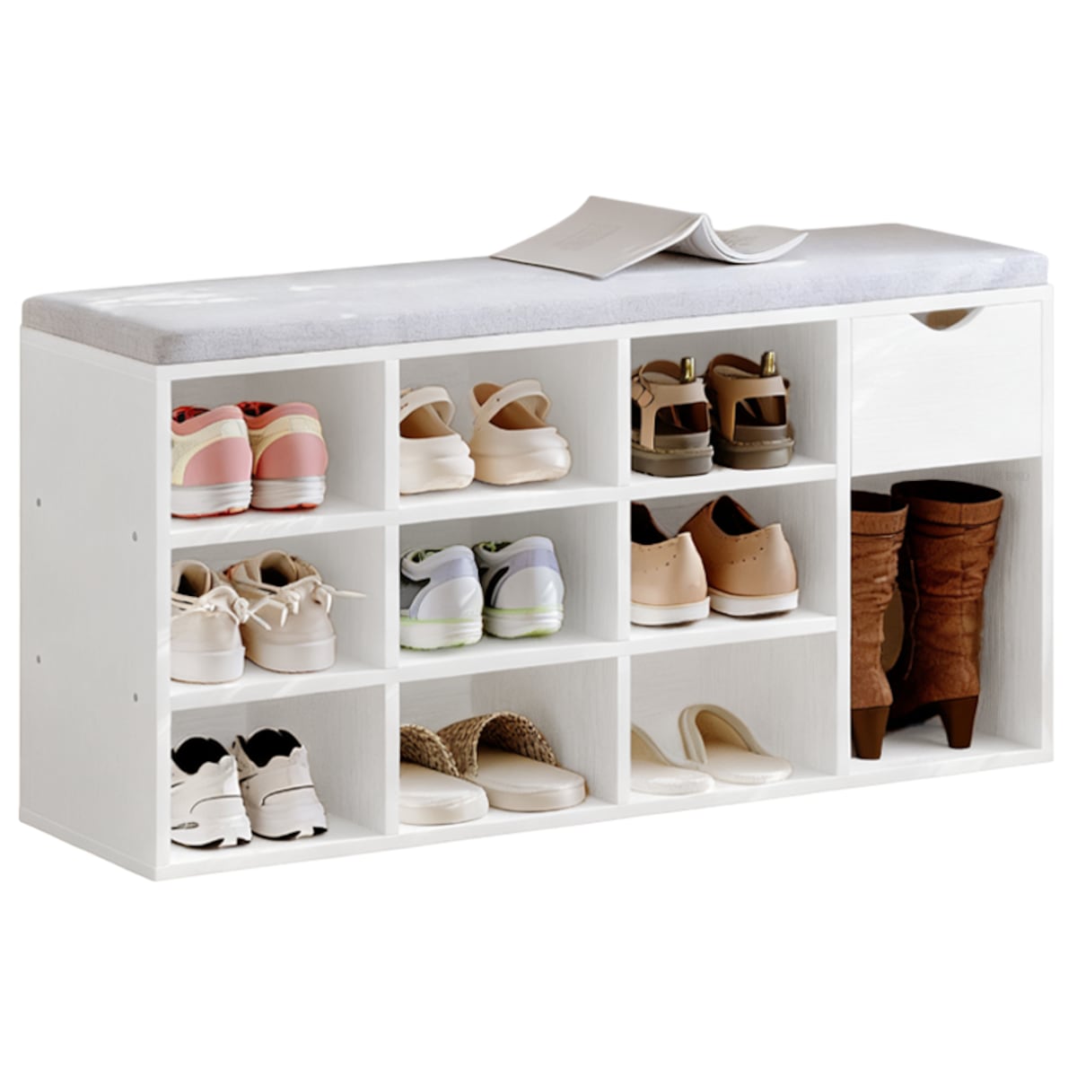 Szafka na buty z siedziskiem loft biała ławka przedpokój nowoczesna 100cm