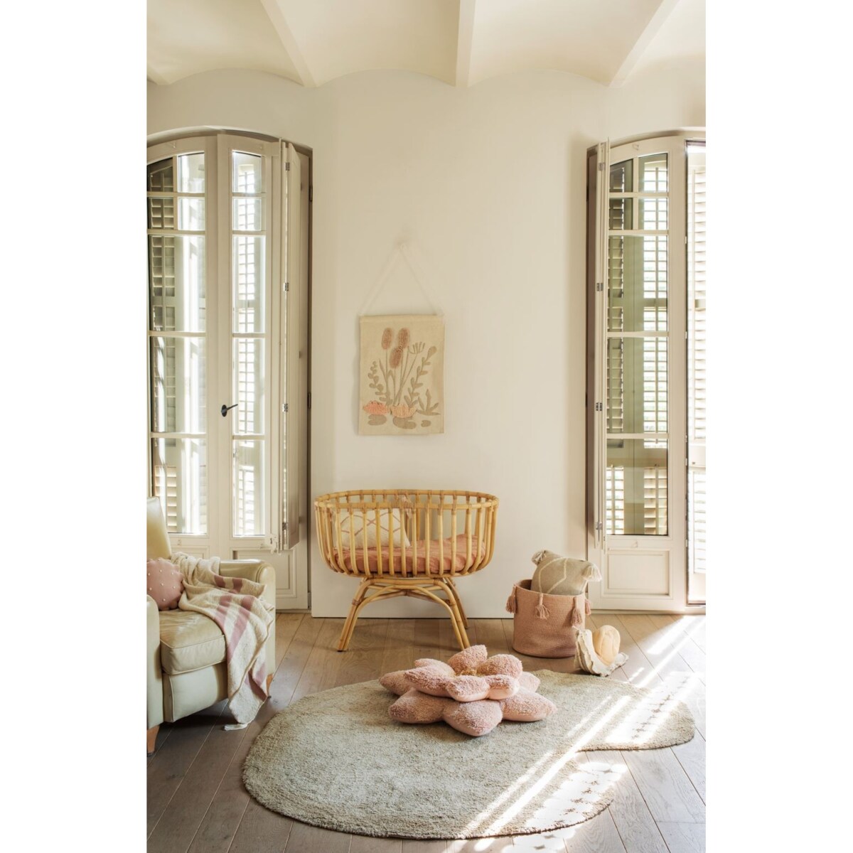 Lorena Canals - Dywan i poduszka bawełniana 2w1 Puffy Lily 140x160cm