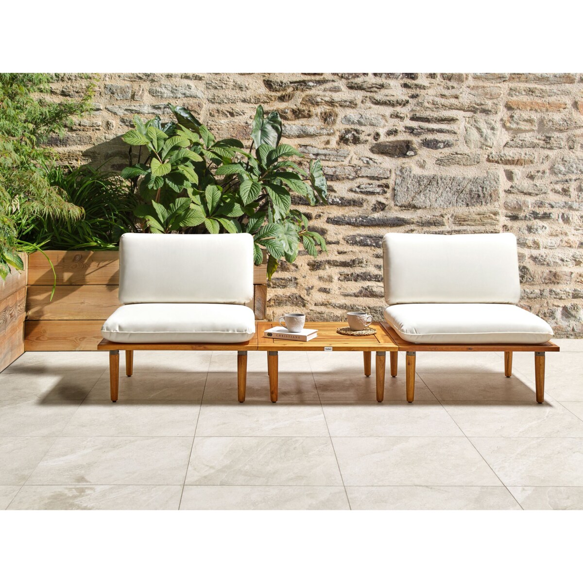 Zestaw wypoczynkowy 2-osobowa Drewno akacjowe (certyfikat FSC®) Złamana biel FRASCATI