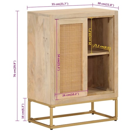vidaXL Szafka, 55x30x76 cm, lite drewno mango i żelazo