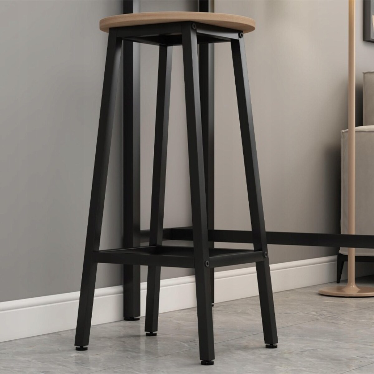 2x krzesło wysokie hoker barowy kuchenny stołek taboret metalowy dąb loft