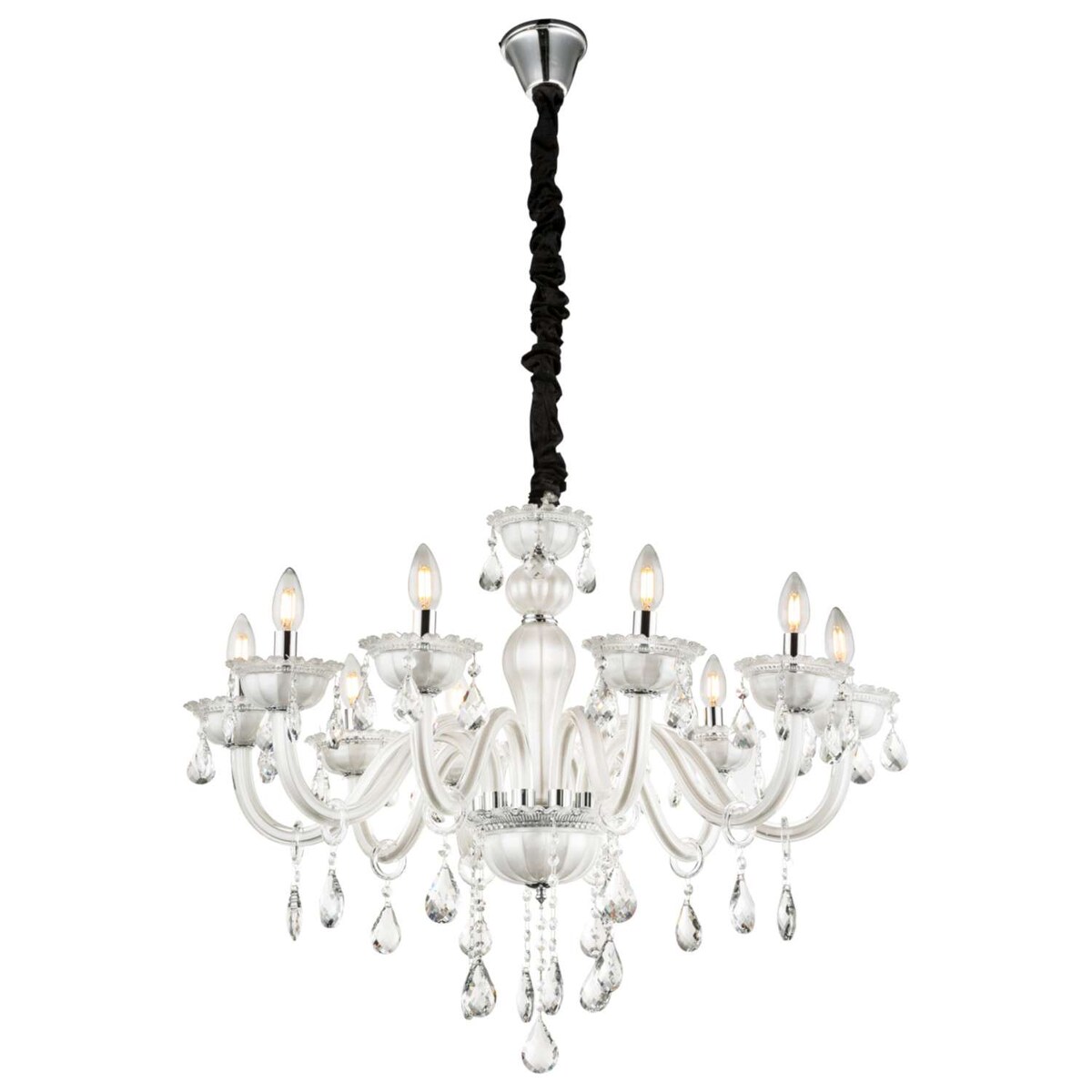 Żyrandol LAMPA wisząca TEEJAY 64118-10 Globo świecznikowa OPRAWA pałacowy zwis z kryształkami maria teresa crystal biały