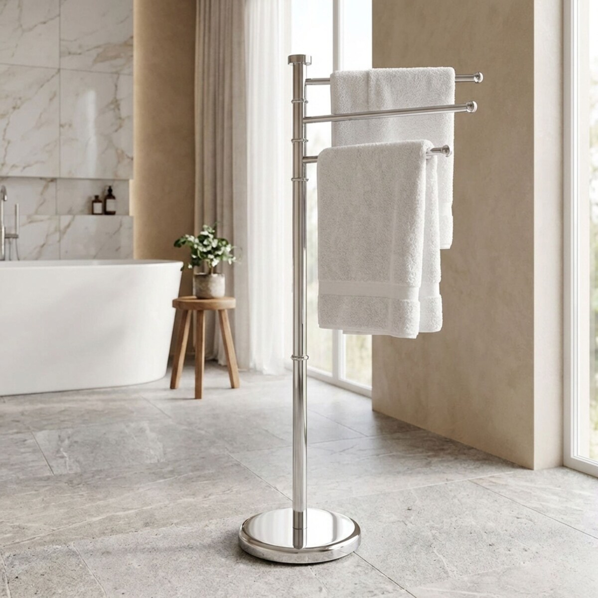 Stojak na ręczniki ZELLER, stal nierdzewna, wys. 85 cm