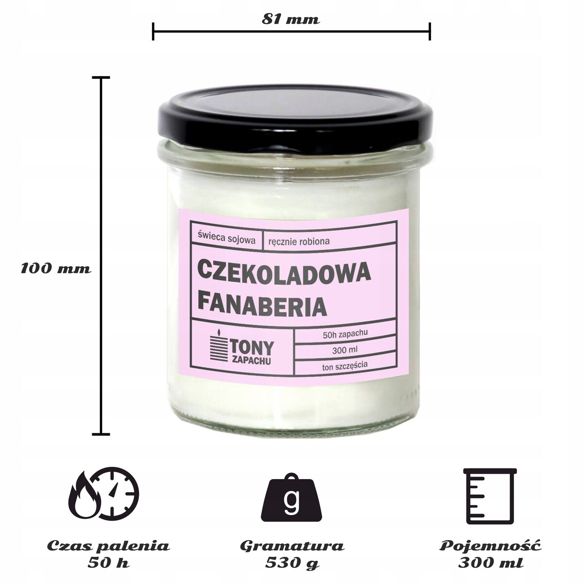 Naturalna świeca zapachowa sojowa w słoiku CZEKOLADOWA FANABERIA na prezent