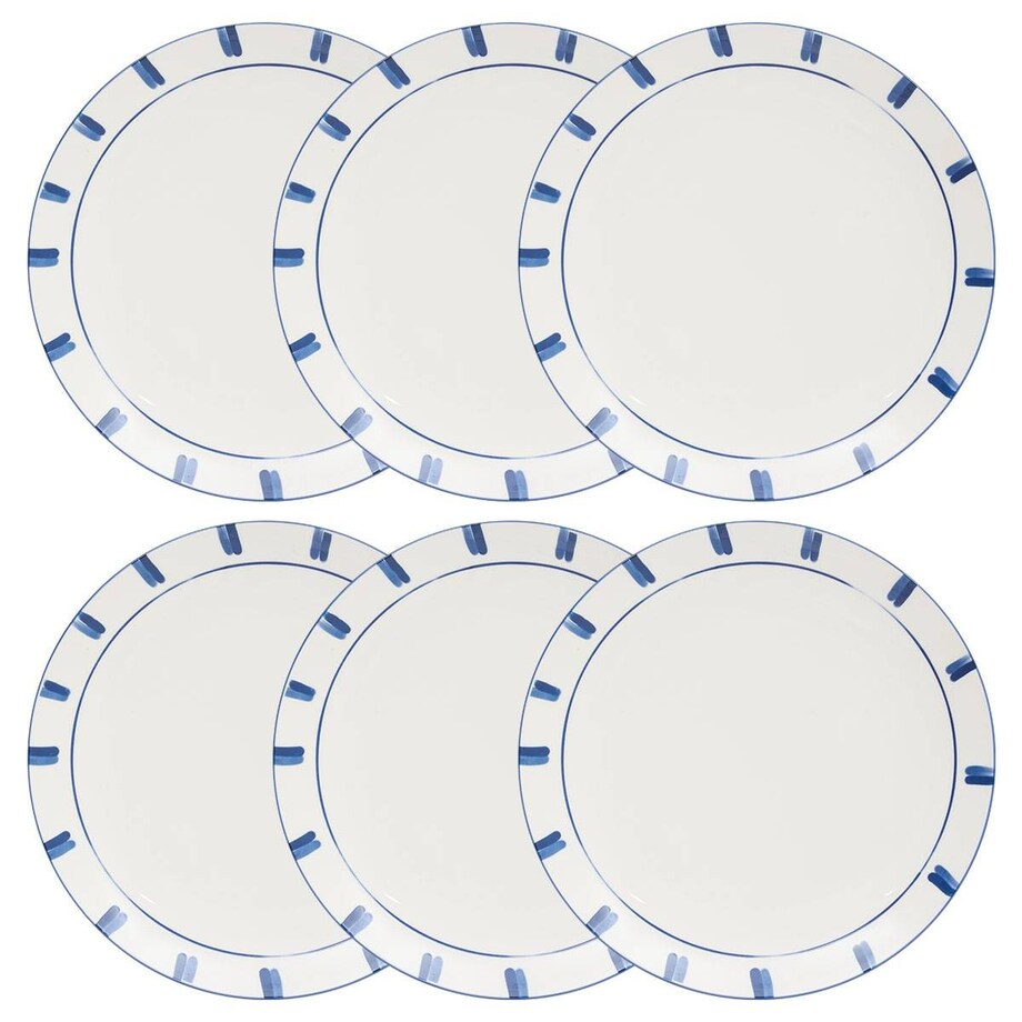 Komplet 6 porcelanowych talerzy obiadowych Oceania, 27 cm