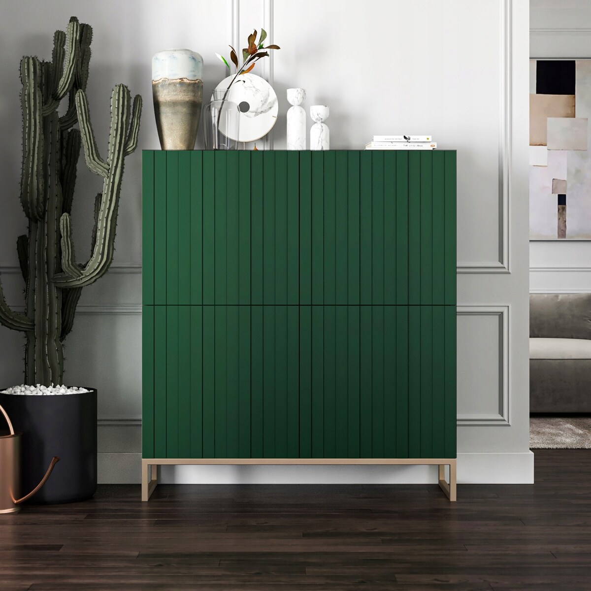 Komoda Glamour RTV Glamour Butelkowa Zieleń Ryflowane Fronty 112 cm