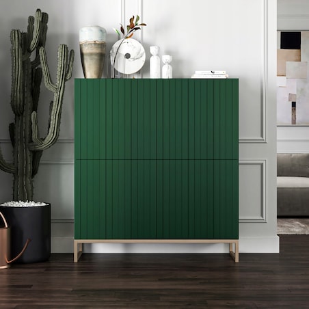 Komoda Glamour RTV Glamour Butelkowa Zieleń Ryflowane Fronty 112 cm