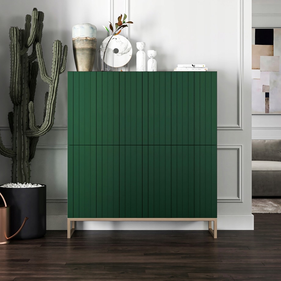 Komoda Glamour RTV Glamour Butelkowa Zieleń Ryflowane Fronty 112 cm