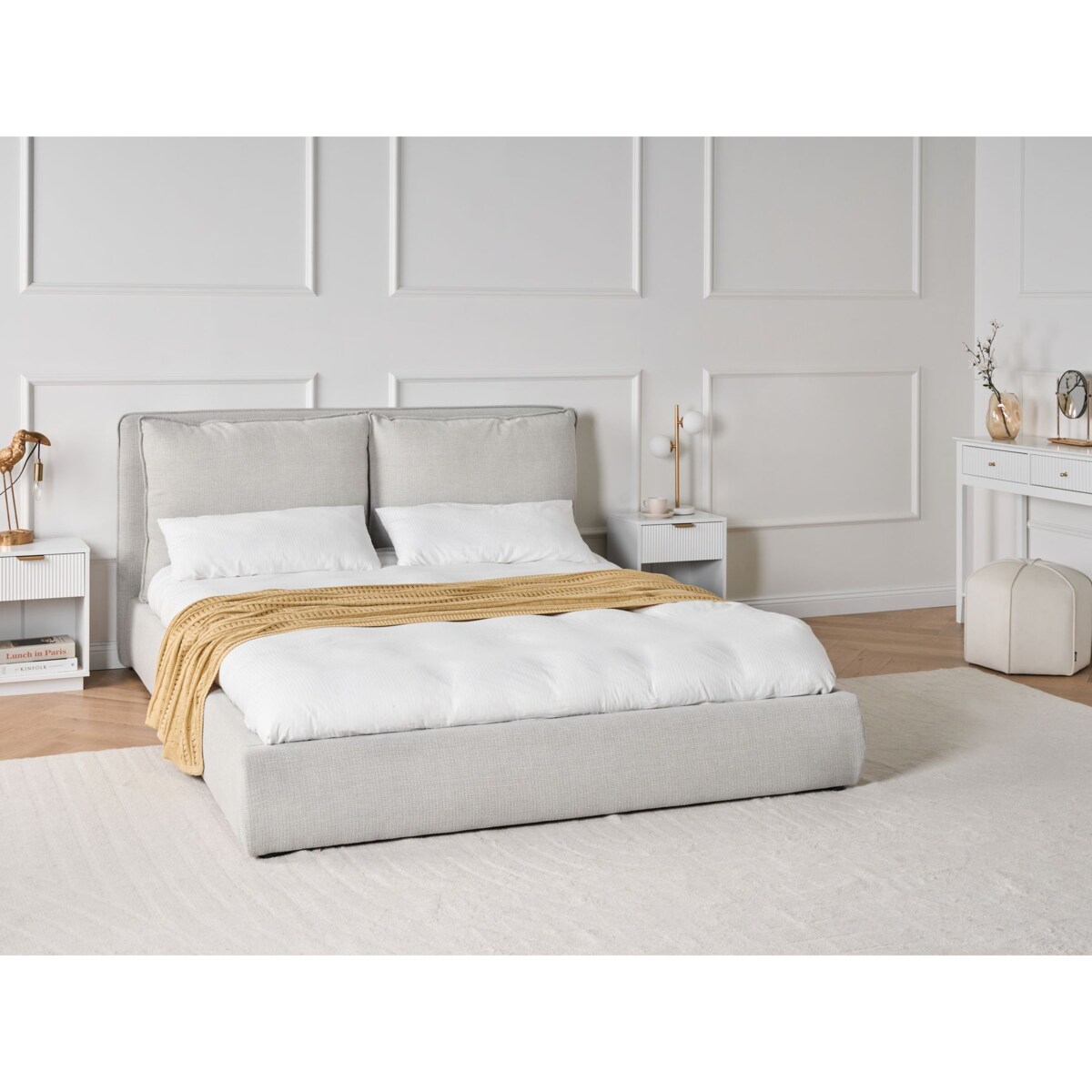 Łóżko BAJONNA 160 x 200 cm Jasnoszary